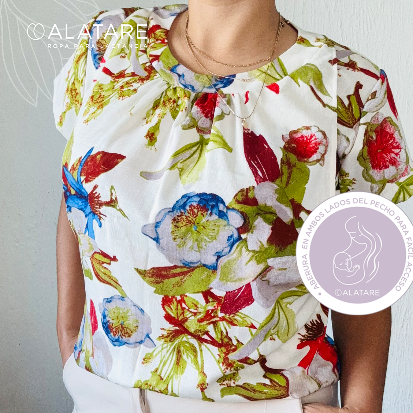 Blusa de lactancia Azucena ESTAMPADO TROPICAL